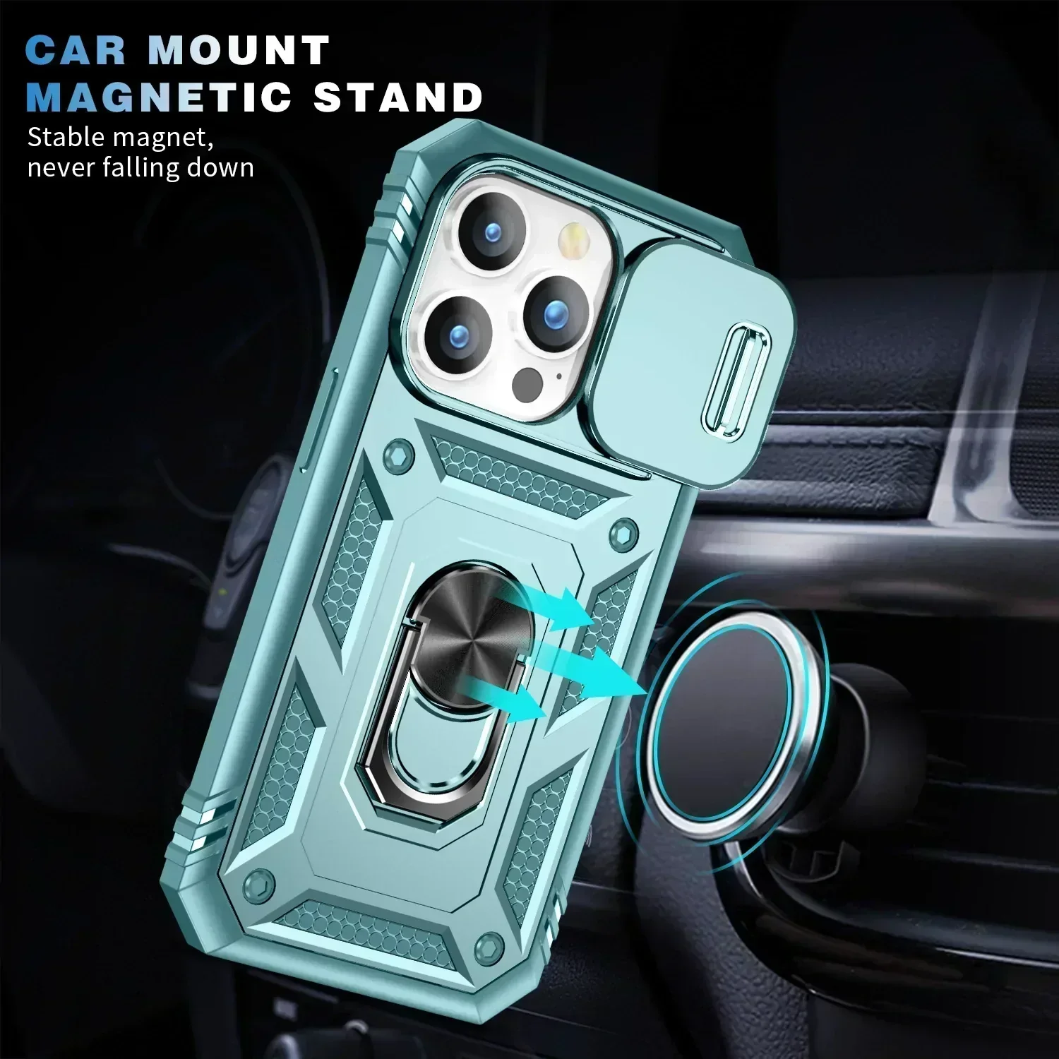 Magnetic Car Finger Ring 3-in-1 Phone Case - Image 5