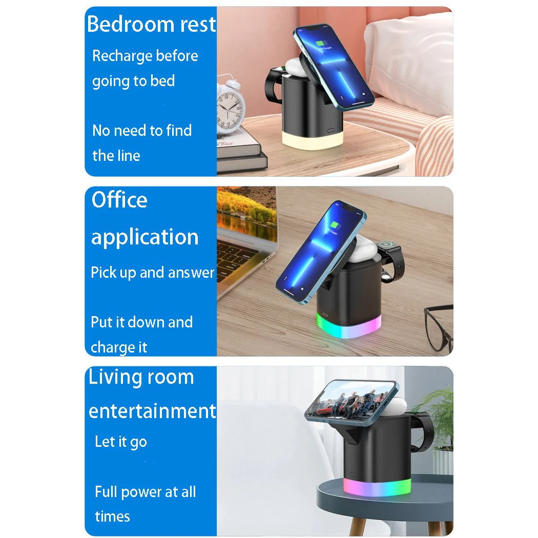 Foldable Three-In-One Mobile Phone Wireless Charging Bracket - Image 7