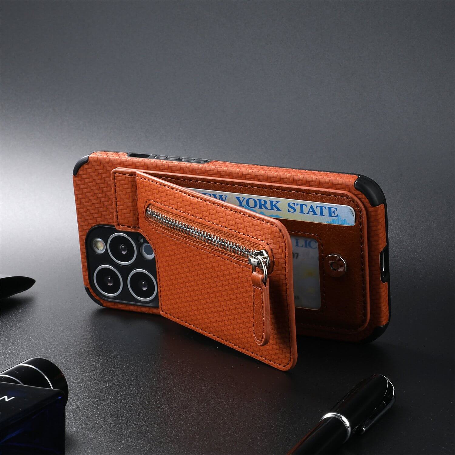Magnetic Zipper Wallet Cover With Credit Card Holder - Image 3