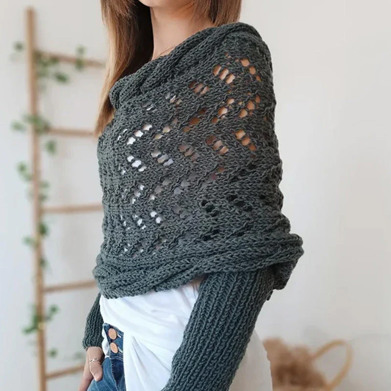 🔥Last Day Sale 49% OFF🏆️Women's Wrap Knit Shawl with Sleeves - Image 10