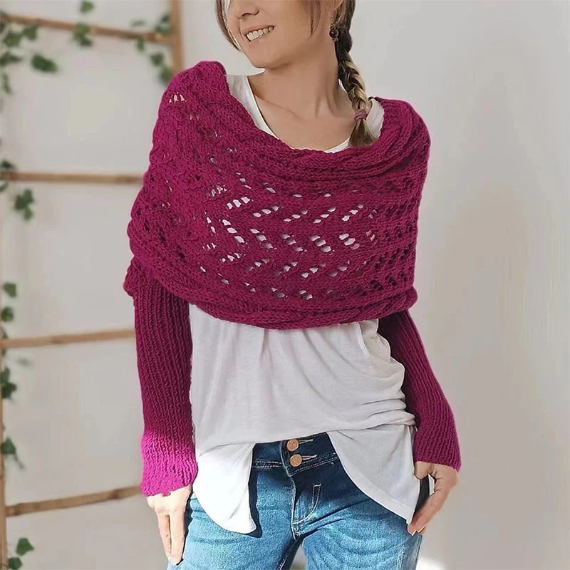 🔥Last Day Sale 49% OFF🏆️Women's Wrap Knit Shawl with Sleeves - Image 3