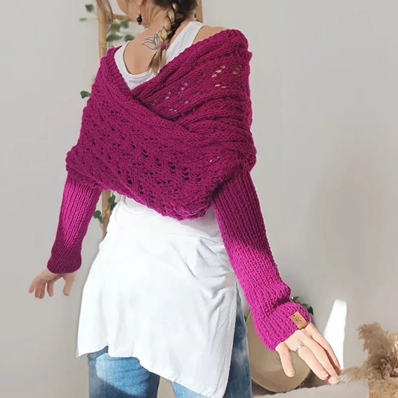 🔥Last Day Sale 49% OFF🏆️Women's Wrap Knit Shawl with Sleeves - Image 4