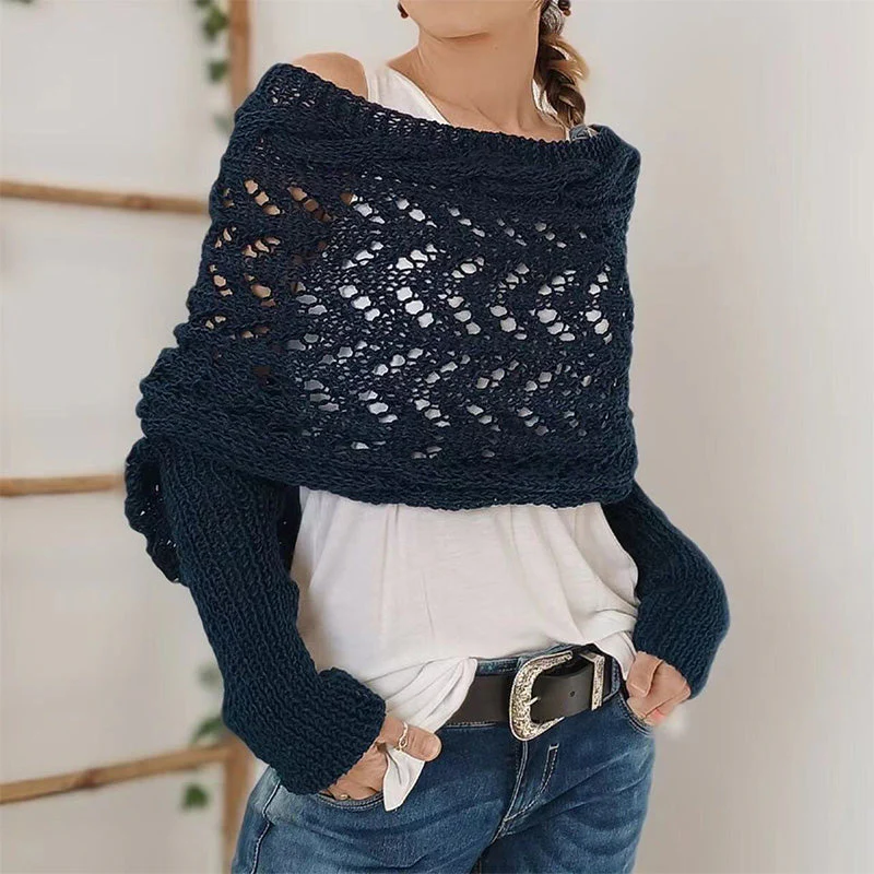 🔥Last Day Sale 49% OFF🏆️Women's Wrap Knit Shawl with Sleeves - Image 5