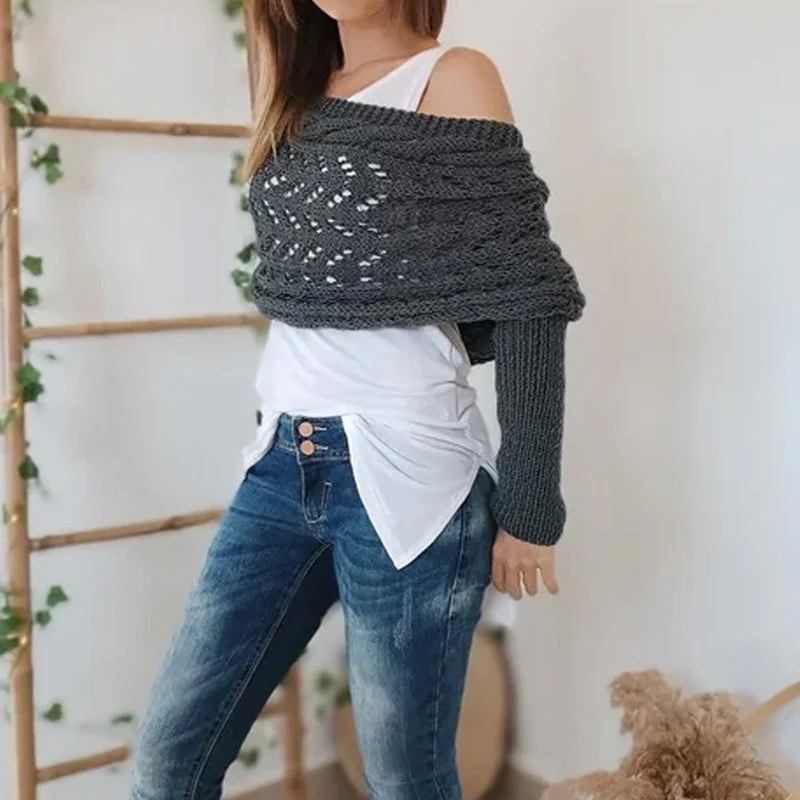 🔥Last Day Sale 49% OFF🏆️Women's Wrap Knit Shawl with Sleeves - Image 8